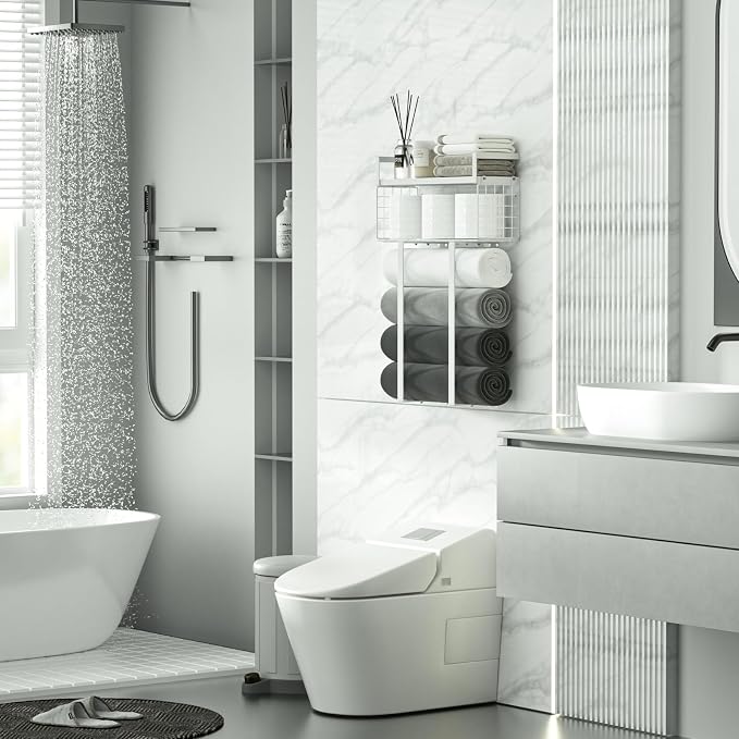 Towel Racks for Bathroom, Bathroom Shelf Over Toilet, Floating Shelves - Image 2