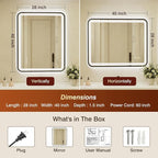 28x40 Inch Black Framed LED Bathroom Mirror - Image 2
