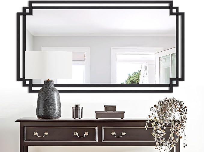 24" x 47" Large Black Mirror for Wall Decor, Elegant Living Room Mirror - Image 4