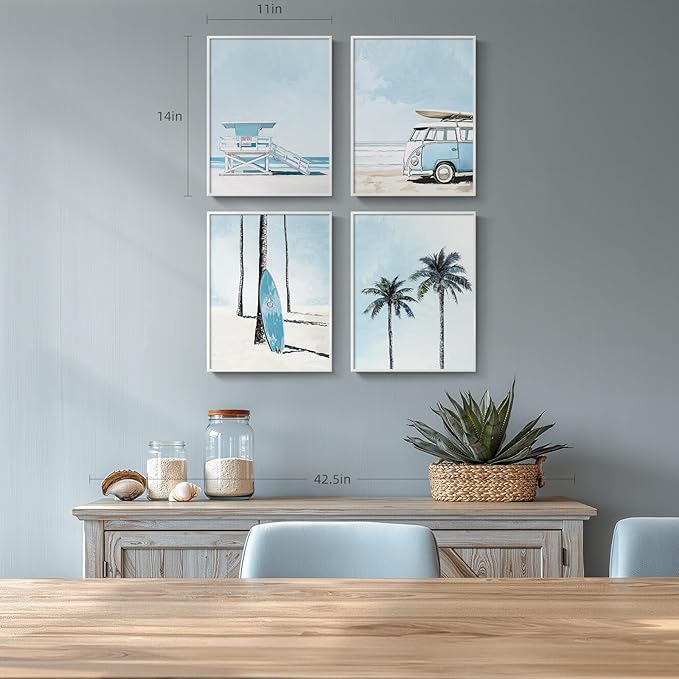 Framed Blue Coastal Beach Wall Art - Image 4