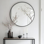 Oruii Round Mirror 30 inch, Large Black Circle Mirror Metal Frame, Large Black - Image 4