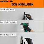 Pack 20 Garage Hooks Heavy Duty | Multi-Sized Wall Mount Tool Hangers - Image 4