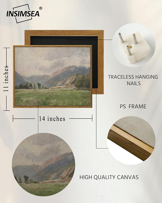 InSimSea Framed Canvas Wall Art Vintage Decor, Retro Landscape Canvas Wall Art - Image 4