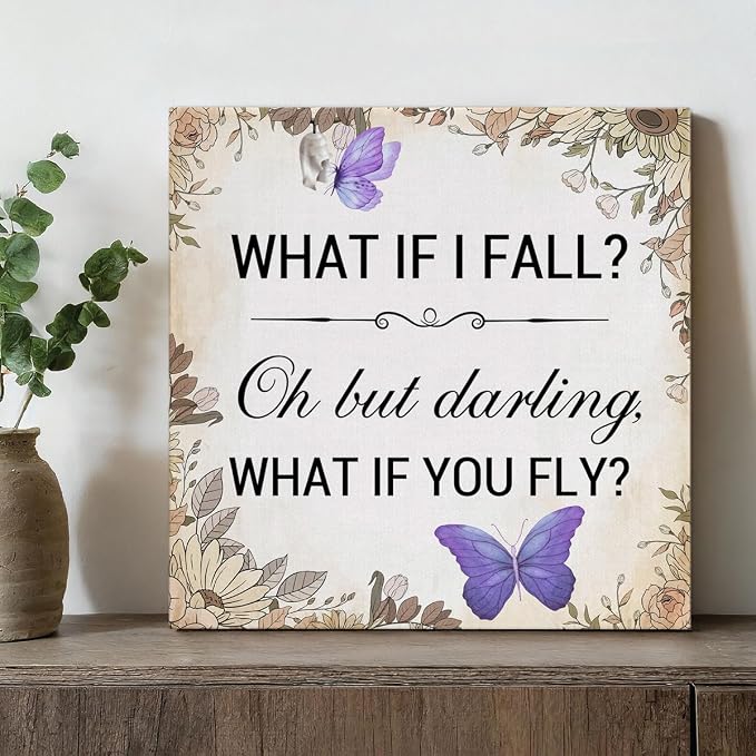 Inspirational Purple Butterfly Wall Art Decor, What If You Fly Motivational - Image 4
