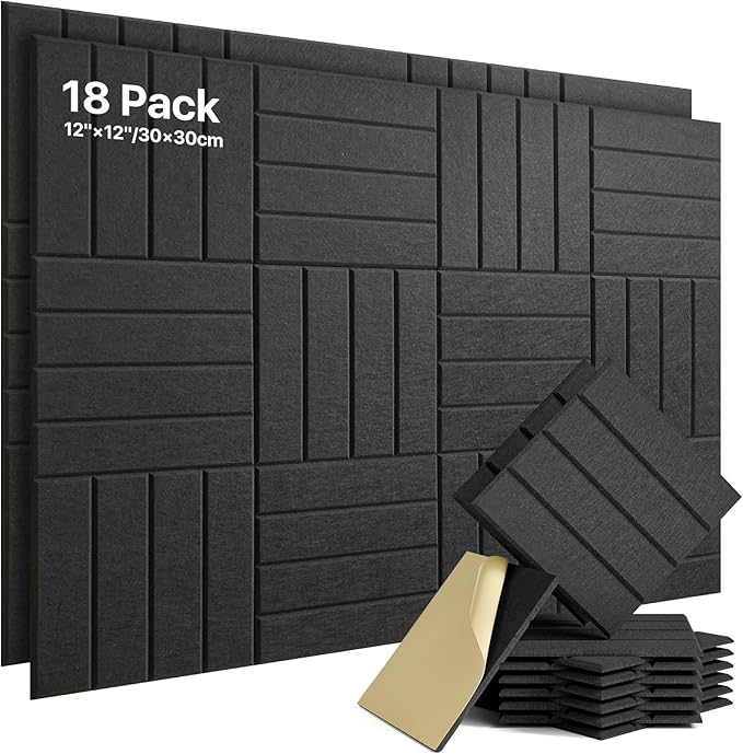 18 Pack Sound Proof Foam Panels by Soundsbay