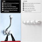 Indian Shelf Pack of 12 Heavy Duty White Double Prong Ceramic Decorative Wall - Image 9