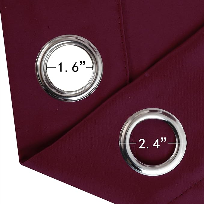 LEMOMO Blackout Curtains 66 x 54 Inch Long Burgundy Red Curtains Set of 2 - Image 5