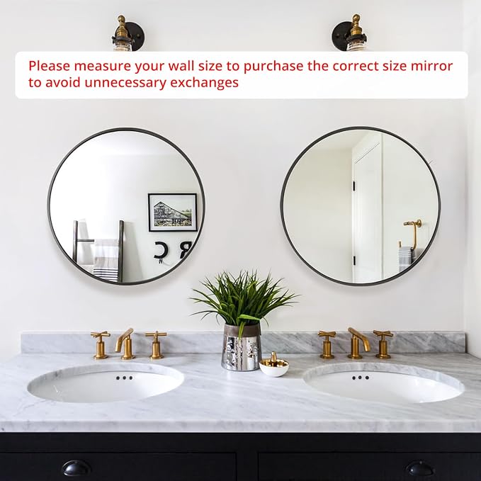Fabuday Black Circle Mirror for Wall 20 inch - Image 2