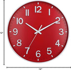 HZDHCLH Red Wall Clocks Battery Operated, 12 inch Silent Non Ticking Modern - Image 7