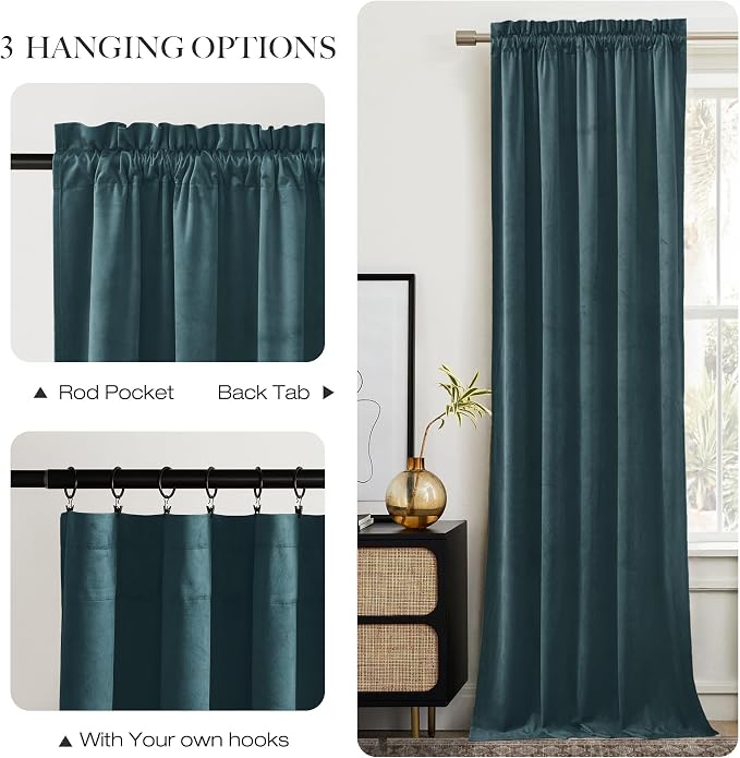 NICETOWN Greyish Blue Velvet Curtains, Luxury and Soft Thermal Insulated Velvet - Image 6