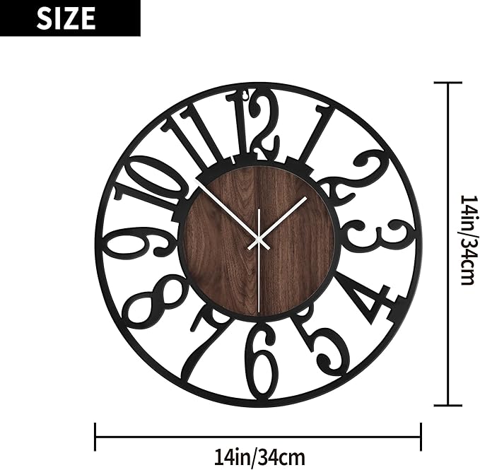 LEIKE Large Wall Clocks, Non Ticking, Battery Operated Small Vintage Round - Image 3
