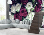 XMPMBM-Rose Floral Fabric Wallpaper Living Room Bedroom Bathroom Wall Mural-W - Image 3