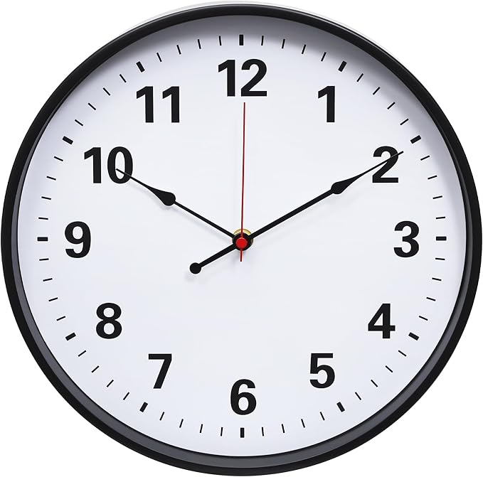 LEIKE Metal Wall Clock 12IN Black, Retro Silent Quartz Battery Operated by LEIKEWALLCLOCK