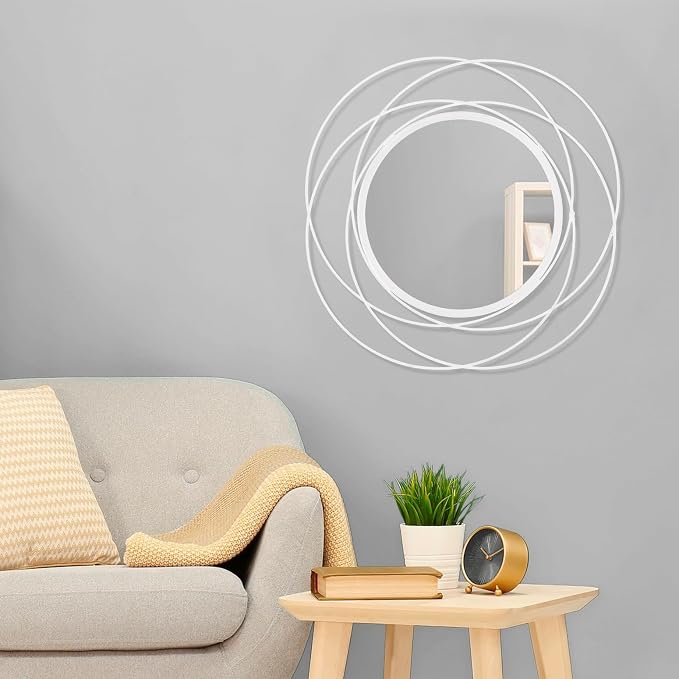 White Art Circle Mirror for Wall - Image 3