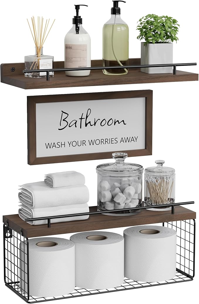 WOPITUES Floating Shelves for Wall Decor Sign, Bathroom Organizers and Storage by WOPITUESOfficial
