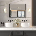LOAAO 40"X32" Black Rectangle Bathroom Mirror Wall, Matte Black Aluminum Alloy by LOAAO