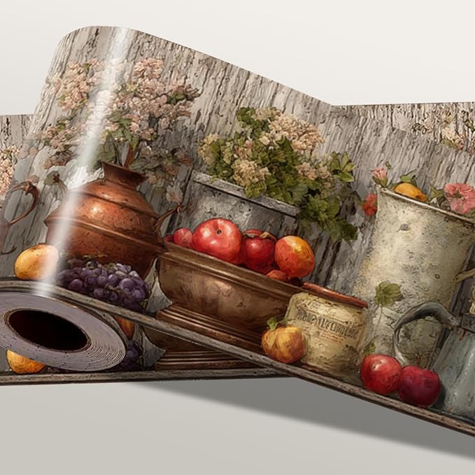 Harvest Jar Wall Border 196x4 Inch Peel and Stick Rustic Fall Pumpkin Sunflower by IOHEFY