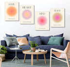 Framed Art Angel Halo Aesthetics Poster Set of 4 Pieces Colorful Aura Gradient - Image 2