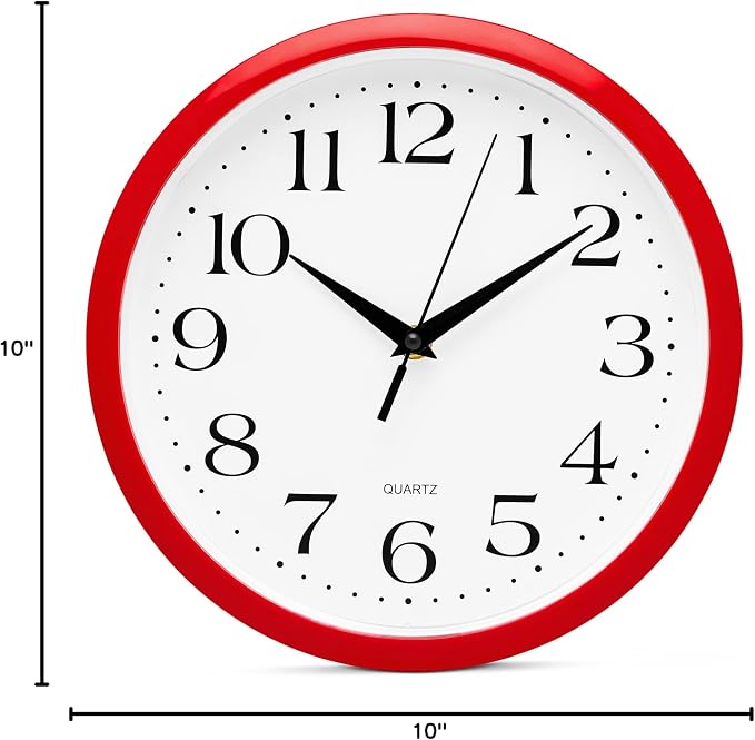 Bernhard Products Red Wall Clock Silent Non Ticking - Image 5