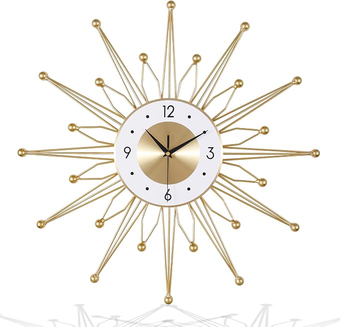 Lafocuse Silent 23 Inch Metal Large Gold Wall Clock - Image 5