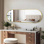 Large Oval Full Length Mirror, Pill Shaped Oblong Bathroom Wall-Mounted Mirrors - Image 4