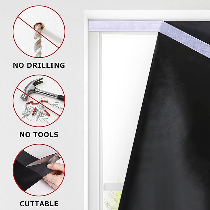 LazBlinds 100% Blackout Door Curtain, No Tools No Drill Cordless Blinds - Image 3