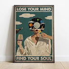 Framed Art Vintage Lose Your Mind Find Your Soul Poster Mental Health Quote - Image 2