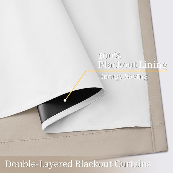 Yakamok 100% Blackout Curtain Panels 96 inches Cold and Light Blocking Drapes - Image 4