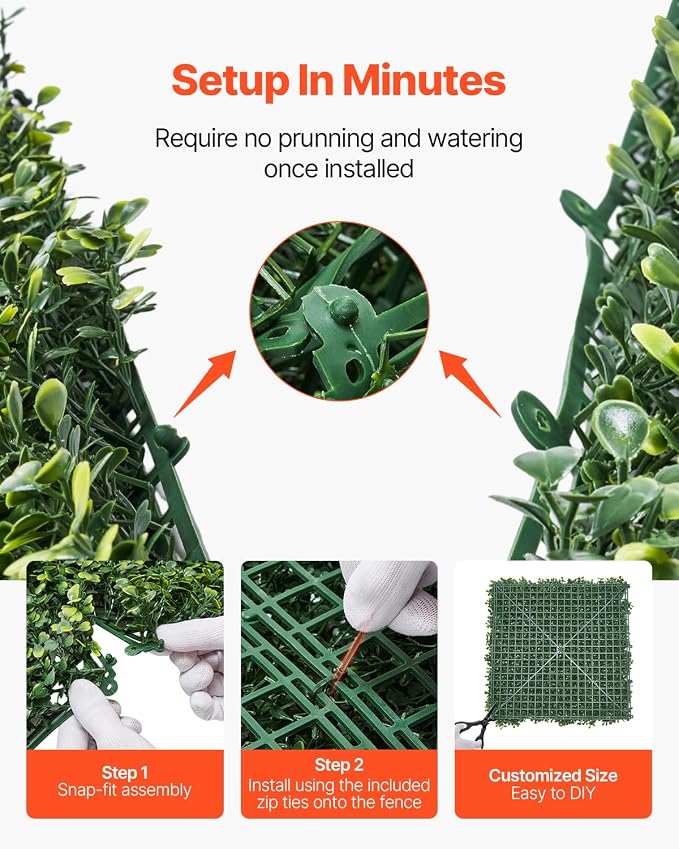 VEVOR Artificial Grass Wall Panels, 40 x 120 inch, Milan Grass Greenery Boxwood - Image 4