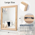 AAZZKANG Rustic Mirrors for Wall Rectangle Wood Frame Mirror Large 26"x18" - Image 2