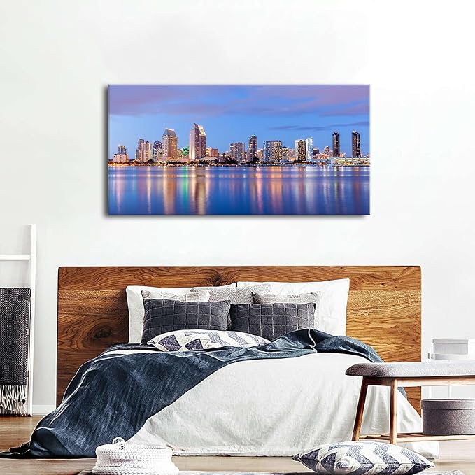 San Diego City Wall Art USA Cityscape Wall Decor Sunset San Diego Skyline - Image 5