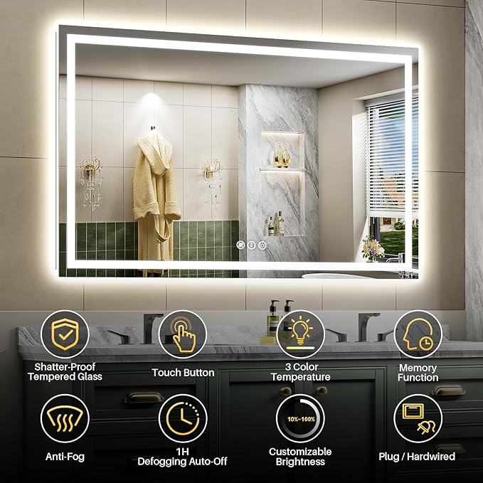 Briivue 68x40 Inch LED Bathroom Mirror - Image 2