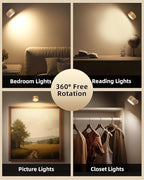 LED Wall Mounted Lights, Rechargeable Wall Sconces Lamp, 3 Color Temps & Remote - Image 5