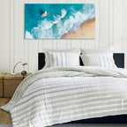 Goldfoilart Blue Ocean Sea Beach Canvas Wall Art Sailboat Painting Print on - Image 3