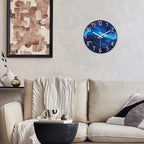 Glass Blue Wall Clocks Battery Operated 16 Inch Marble Pattern Big Clock - Image 2
