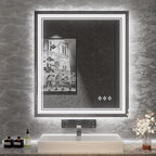 Bathroom Mirror, 32x36 Inch Gradient Front and Backlit LED Mirror by VanPokins-GlobalHighEndLEDBathroomMirrorBrand