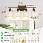 Indoi 4 Light Bathroom Light Fixtures, Oil-Rubbed Bronze Modern Vanity Lights - Image 8