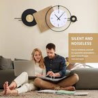 37.7X21Inch Large Modern Wall Clock Geometric Dial-Solid Wood Metal Frame - Image 3