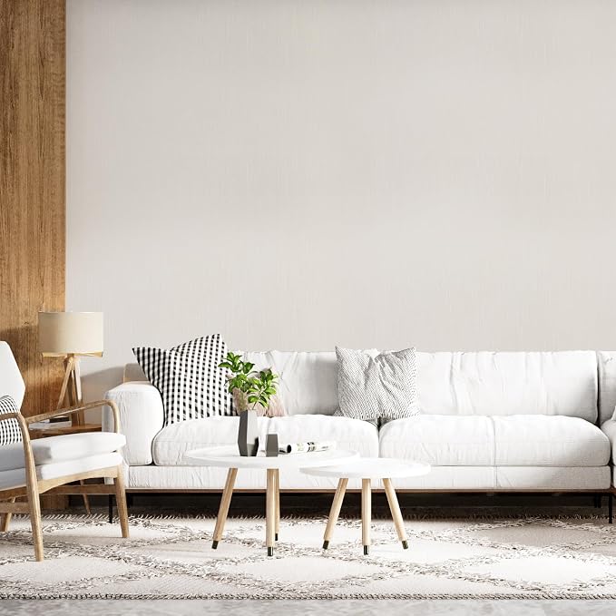 Grasscloth Peel and Stick Wallpaper Beige Gold Wallpaper15.7 x 196" Linen - Image 2