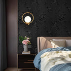 Black Peel and Stick Wallpaper Floral Black Wallpaper 17.7inch x 118.1inch - Image 3