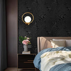 Black Peel and Stick Wallpaper Floral Black Wallpaper 17.7inch x 196.8inch - Image 3