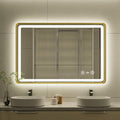24x36 Inch Gold Framed LED Bathroom Mirror, Smart Bathroom Mirror by Unknown