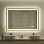24x36 Inch Gold Framed LED Bathroom Mirror, Smart Bathroom Mirror by Unknown
