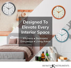 Infinity Instruments Retro Round Metal Wall Clock, Meadow Mist - Image 3