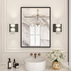 LOAAO 22"X30" Black Rectangle Bathroom Mirror Wall, Matte Black Aluminum Alloy by LOAAO