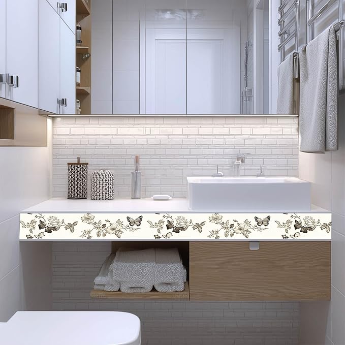 IVN Wallpaper Border Peel and Stick PVC Vintage Butterfly and Floral Design - Image 7