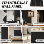 WPC Slat Wall Paneling, TV Background, Living Room, 94.5 x 6 in Matte Black - Image 6
