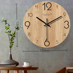 12 inch Vintage Wood Grain Simple Wall Clocks Silent Creative Living Room - Image 4