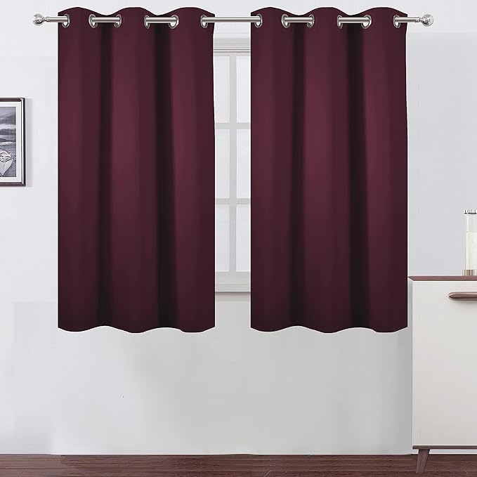 LEMOMO Burgundy Blackout Curtains 38 x 54 Inch Length/Set of 2 Curtain by Lemomo