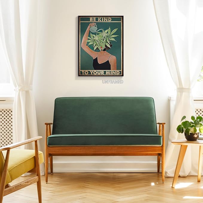 YuzhongART Vintage Be Kind To Your Mind Poster Mental Health Quote Canvas Wall - Image 5